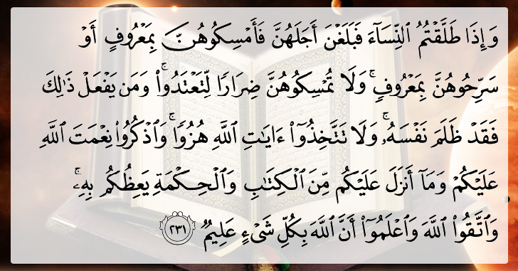 Al-quran 2:231 - Surah Al-baqara Ayah #231 - Malay Translation 